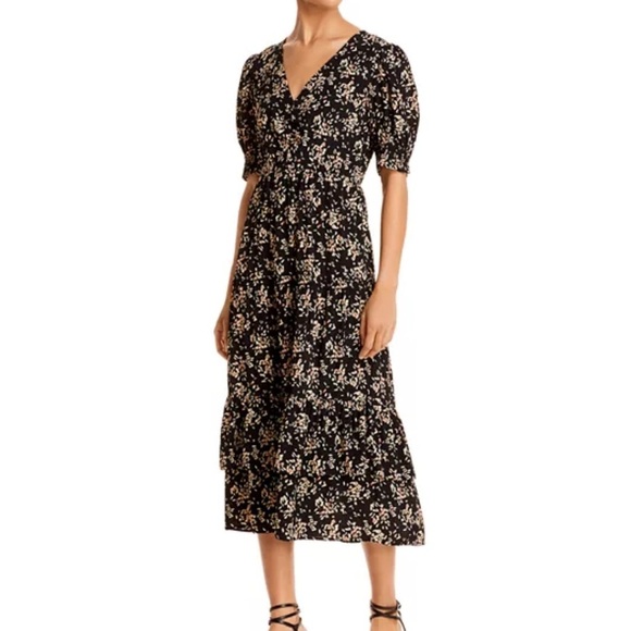 ba&sh Dresses & Skirts - ba&sh Vila ruffled Black and brown Floral Midi Dress